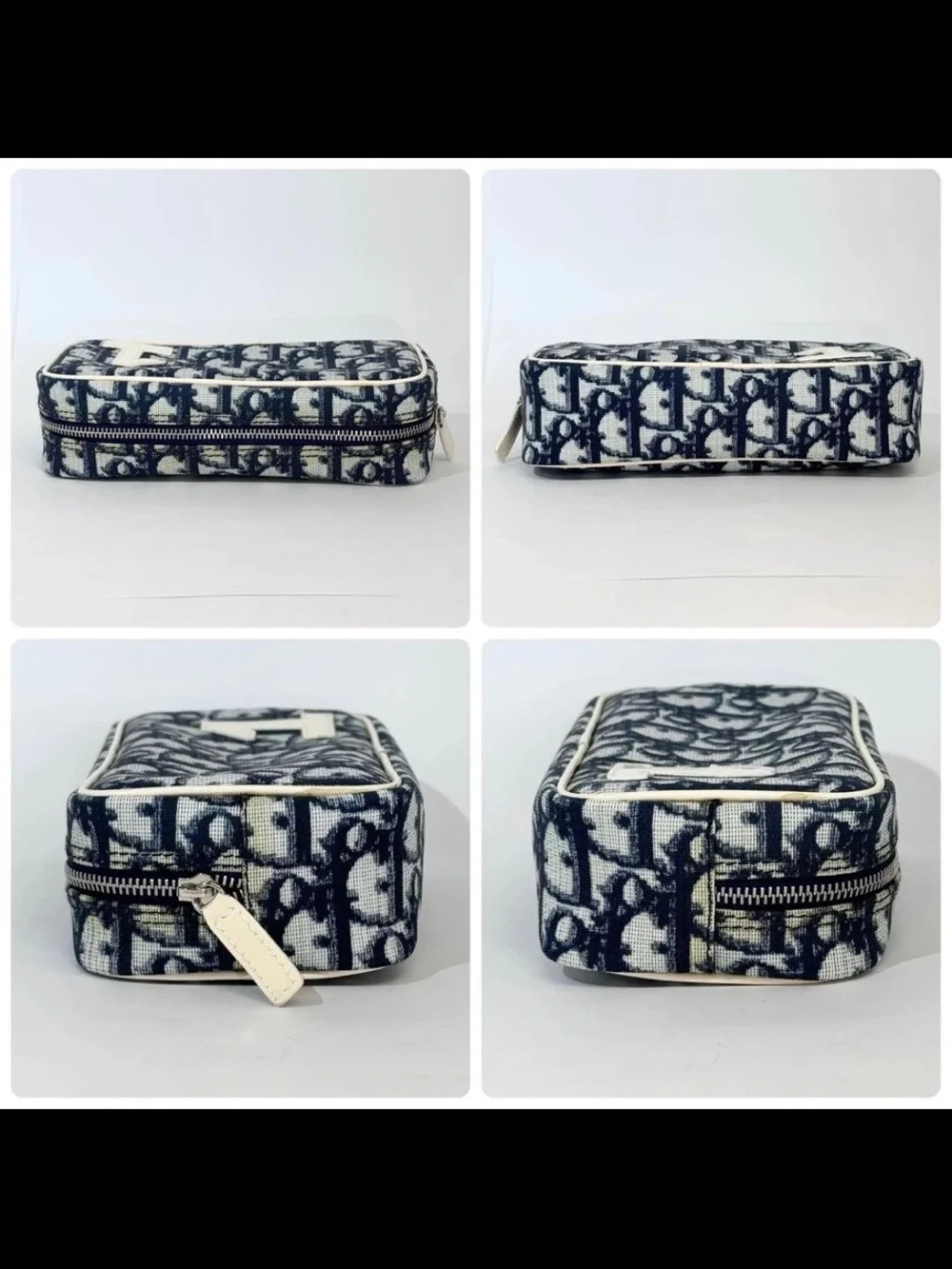 Dior Navy and White Logo Cosmetic Pouch